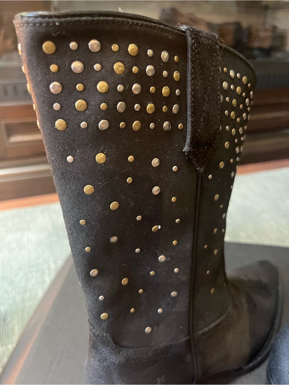 Frye Black Suede Studded Western Boot NWT - Picture 7 of 9
